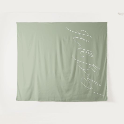 Tenture Whimsical Sage Green Hello Baby Backdrop (Devant (Horizontal))