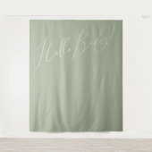 Tenture Whimsical Sage Green Hello Baby Backdrop (Devant)