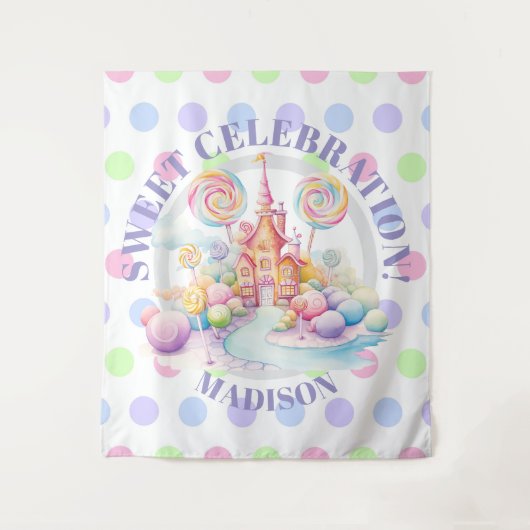 Tenture Whimsical Watercolor Pastel Candyland Birthday (Devant)