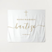 Tenture Whimsy Script Bautizo espagnol Baptême or neutre (Devant (Horizontal))