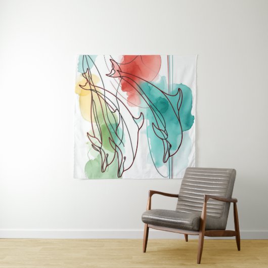 Tenture Whispers aquarelle (En situation (horizontale))