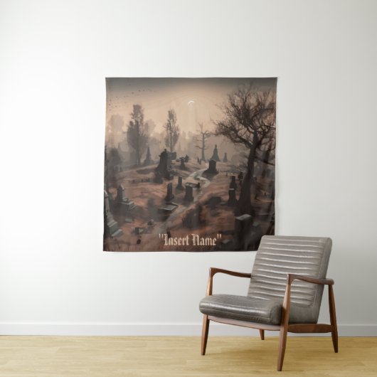 Tenture Whispers in the Dark : Terrifying Cemetery Ambienc (En situation)