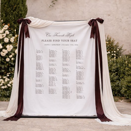 Tenture White and Brown Wedding Seating Chart Fabric
