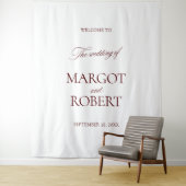 Tenture White & Burgundy Wedding Welcome Sign Banner (En situation)