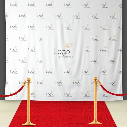 Tenture White Custom Business Logo Step Repeat Backdrop