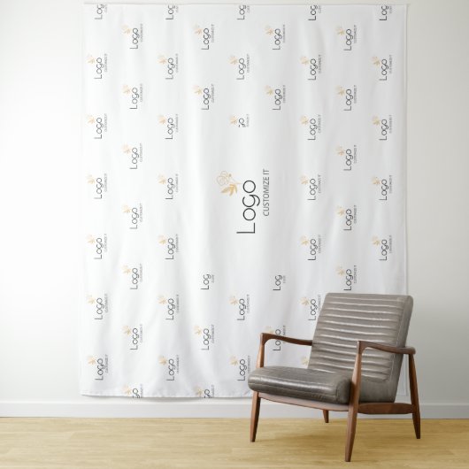 Tenture White Custom Business Logo Step Repeat Backdrop (En situation)