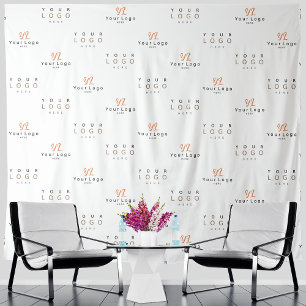 Tenture White Custom Two Logo Business Company H. Backdrop
