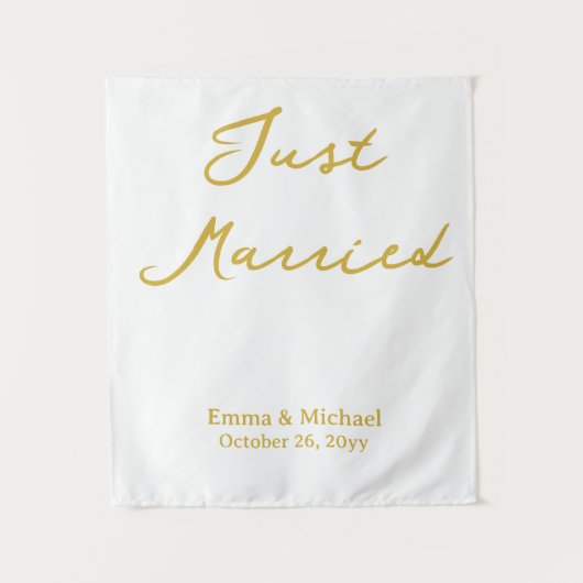 Tenture White & Gold Wedding Banner Personalized Ceremony (Devant)