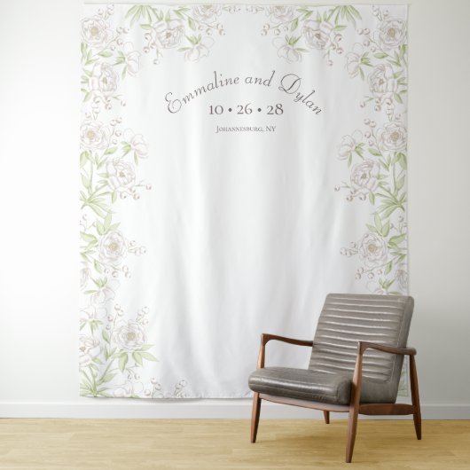 Tenture White Rose Classic Wedding Photo Backdrop (En situation)