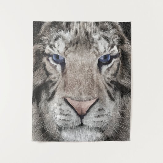 Tenture White Tiger Head  (Devant)