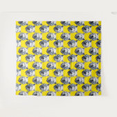 Tenture White Wolf Head Pattern Design Yellow  (Devant (Horizontal))