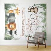 Tenture Wild And Onederful Jungle 1st Birthday Backdrop (En situation (horizontale))