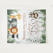 Tenture Wild And Onederful Jungle 1st Birthday Backdrop (Devant (Horizontal))