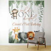 Tenture Wild And Onederful Jungle 1st Birthday Backdrop (En situation)