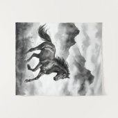 Tenture Wild Horse Tapestry | Mountain Ink Art (Devant (Horizontal))