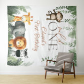 Tenture Wild One Jungle 1st Birthday Photo Backdrop (En situation (horizontale))