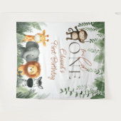 Tenture Wild One Jungle 1st Birthday Photo Backdrop (Devant (Horizontal))