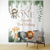 Tenture Wild One Jungle 1st Birthday Photo Backdrop (En situation)