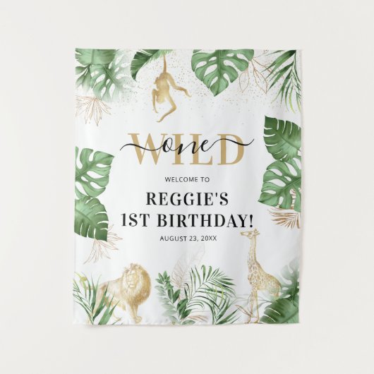 Tenture Wild One Jungle/Safari 1er anniversaire (Devant)