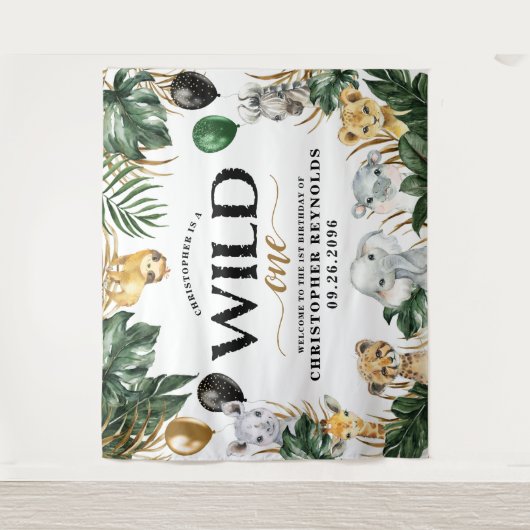 Tenture Wild One Jungle Safari 1er anniversaire (Devant)