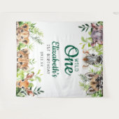 Tenture Wild One Safari Animaux 1er Anniversaire Photo Pro (Devant (Horizontal))