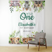 Tenture Wild One Safari Animaux 1er Anniversaire Photo Pro (En situation)