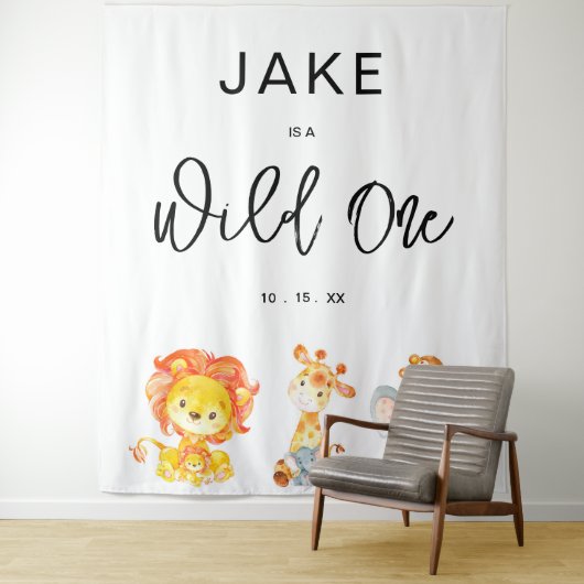 Tenture Wild One Safari Jungle 1er anniversaire (En situation)