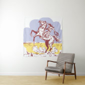 Tenture Wild West Cowgirl : Dessin Vintage Line. (En situation)