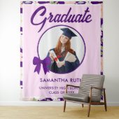 Tenture Wildflower Purple Gingham Bow Photo Grad Backdrop (En situation)