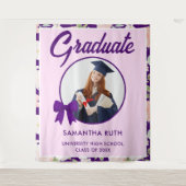 Tenture Wildflower Purple Gingham Bow Photo Grad Backdrop (Devant)