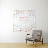 Tenture WILDFLOWERS Birthday party Backdrop banner (En situation)