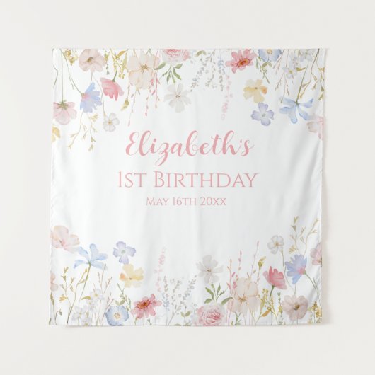 Tenture WILDFLOWERS Birthday party Backdrop banner (Devant)