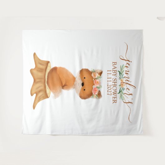 Tenture Wildlife Fox with Flower backdrop (Devant (Horizontal))