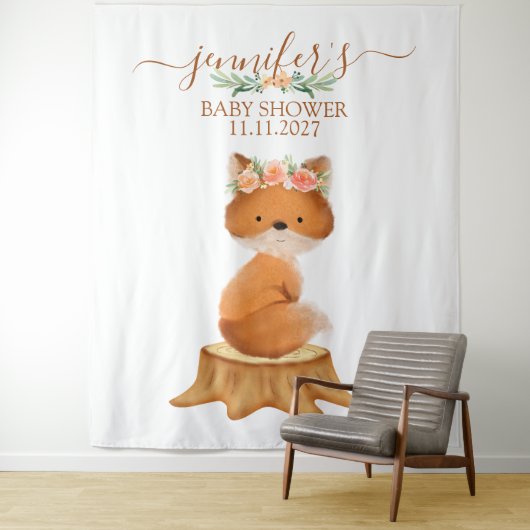 Tenture Wildlife Fox with Flower backdrop (En situation)