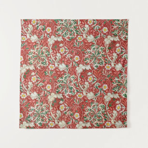 Tenture William Morris Algue Antique Fleur Rouge Vert
