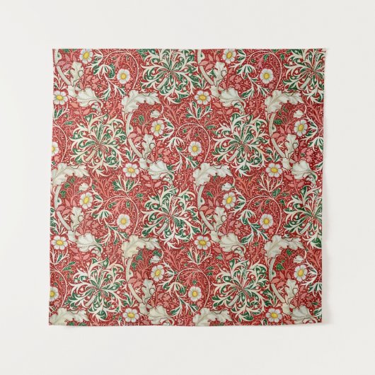 Tenture William Morris Algue Antique Fleur Rouge Vert (Devant)