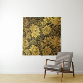 Tenture William Morris Black & Gold Chrysanthemum Floral (En situation (horizontale))