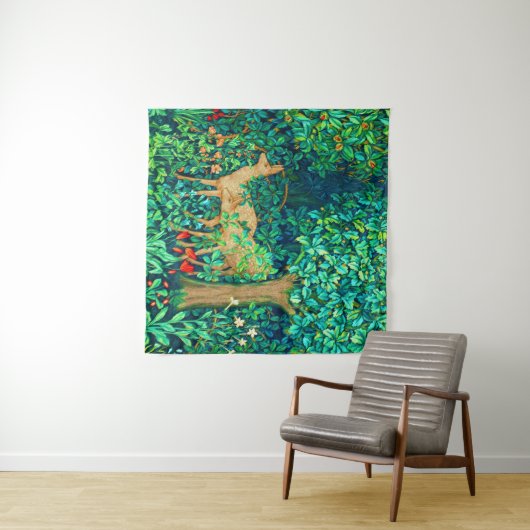 Tenture William Morris Forest Deer Tapestry Imprimer (En situation (horizontale))