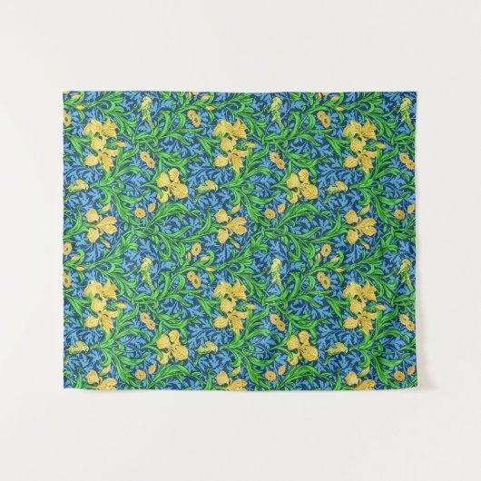 Tenture William Morris Irises, jaune et bleu de cobalt (Devant (Horizontal))