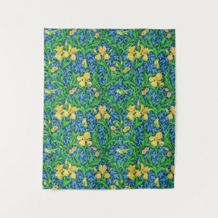 Tenture William Morris Irises, jaune et bleu de cobalt