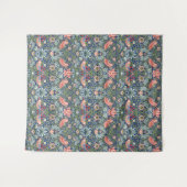 Tenture William Morris Strawberry Thief Marine Corail (Devant (Horizontal))