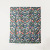 Tenture William Morris Strawberry Thief Marine Corail (Devant)