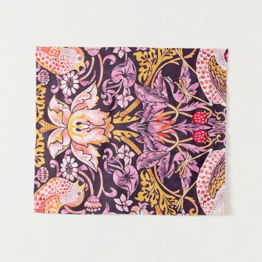 Tenture William Morris Strawberry Thief Purple Version (Devant (Horizontal))
