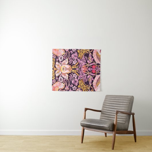 Tenture William Morris Strawberry Thief Purple Version (En situation (horizontale))