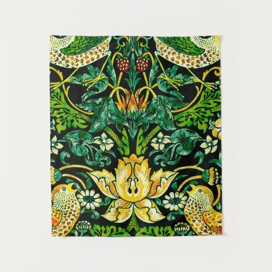 Tenture William Morris Strawberry Thief Vert Et Orange (Devant)
