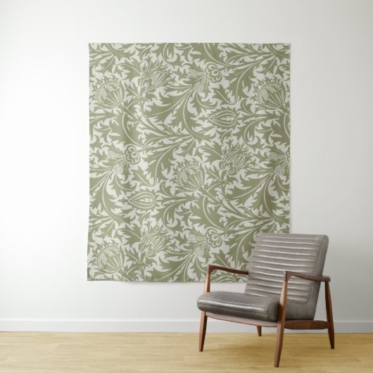 Tenture William Morris Thistle Sage Green Motif (En situation)