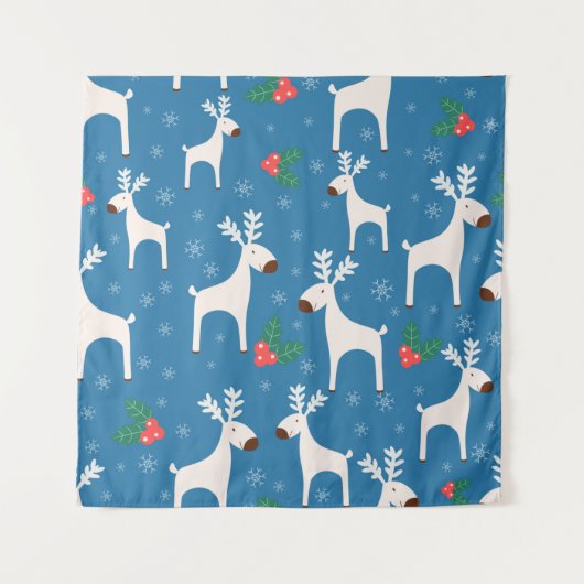 Tenture Winter background with deers ( seamless pattern)an (Devant)