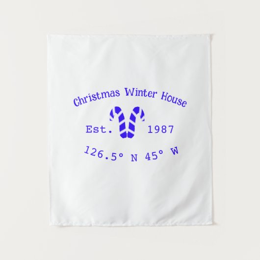 Tenture Winter Christmas house blue candy canes est. Year (Devant)