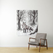 Tenture Winter Fox Tapestry | Snowy Forest Art  (En situation)