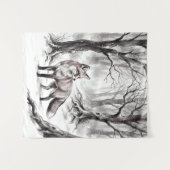 Tenture Winter Fox Tapestry | Snowy Forest Art  (Devant (Horizontal))